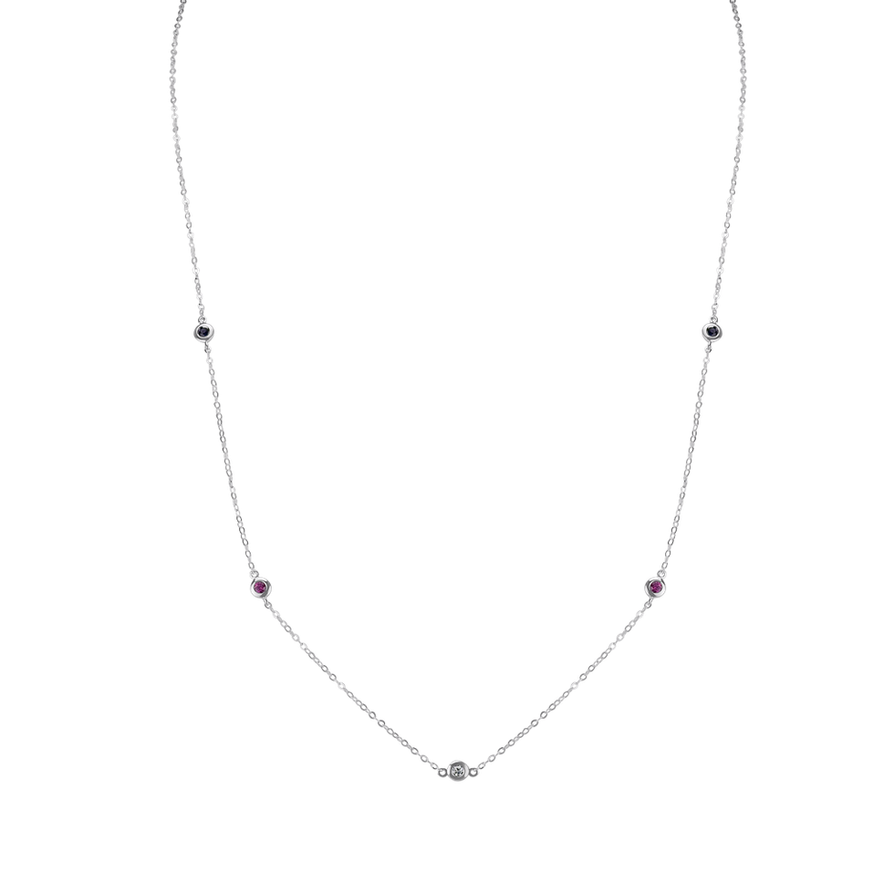 Diamond necklace with Sapphire and Ruby Dots