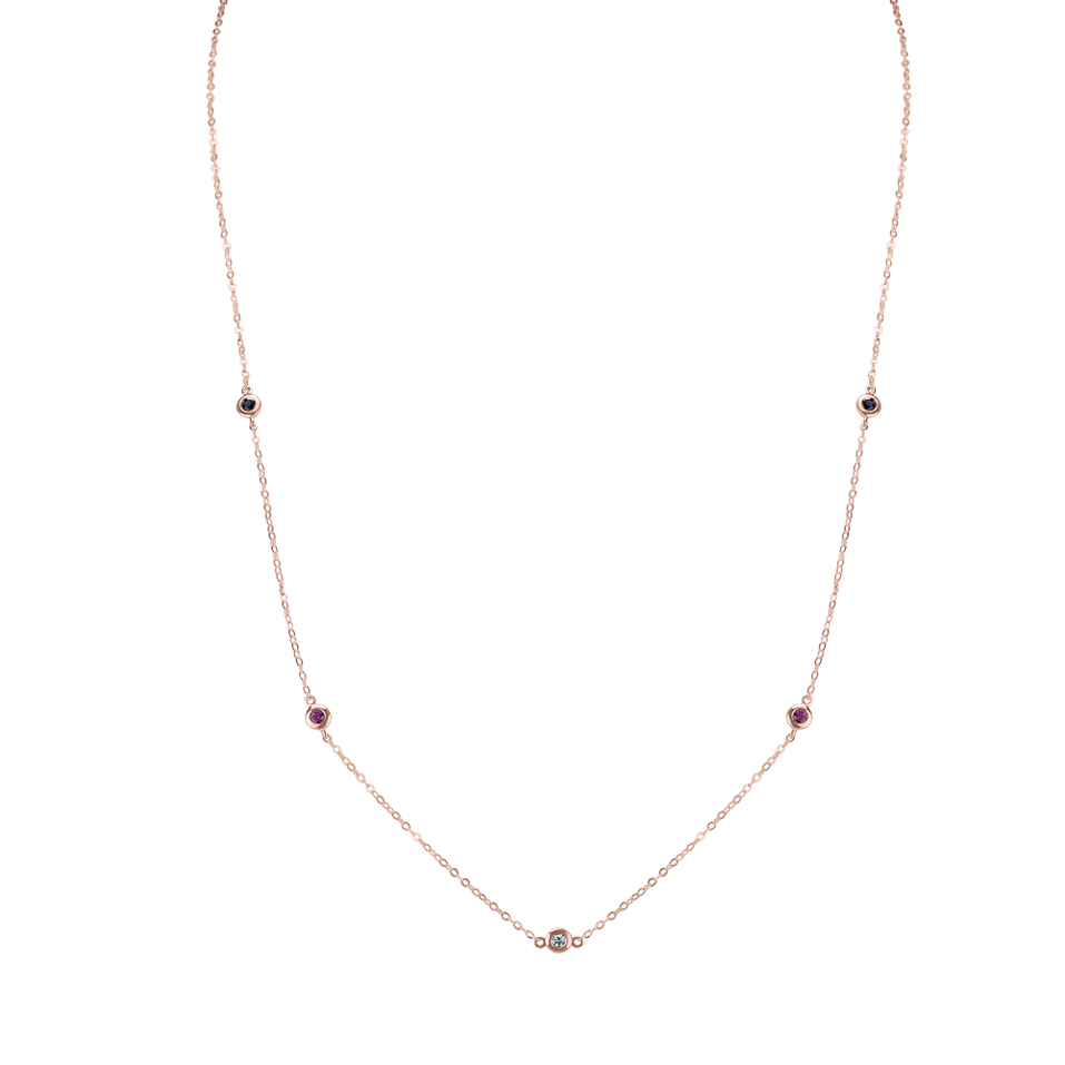 Diamond necklace with Sapphire and Ruby Dots