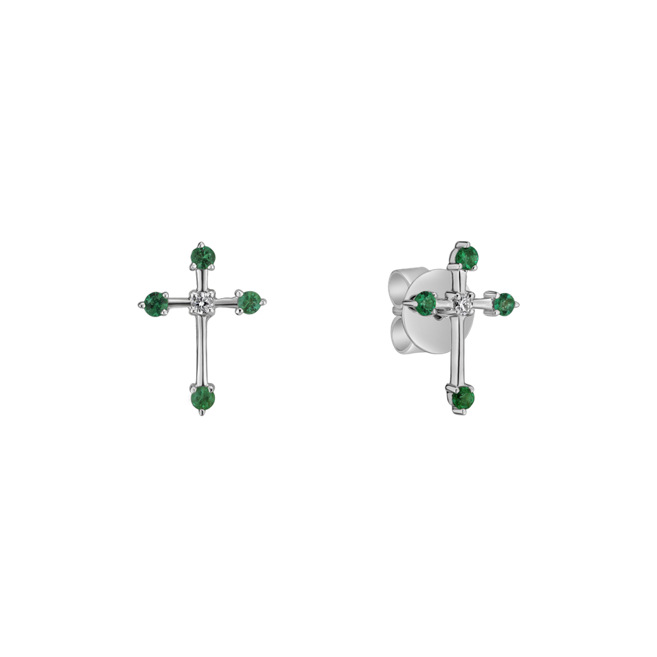 Diamond earrings and Emerald Passion Cross