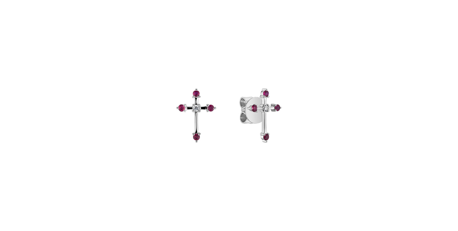 Diamond earrings and Ruby Passion Cross