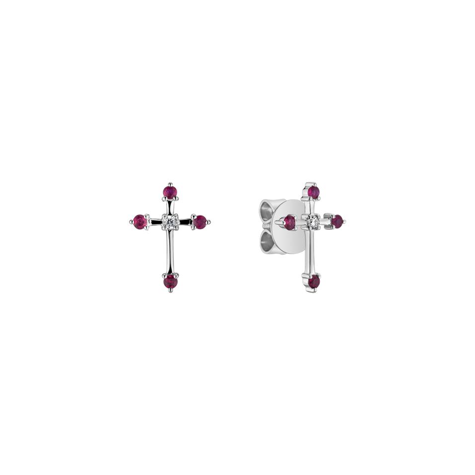 Diamond earrings and Ruby Passion Cross
