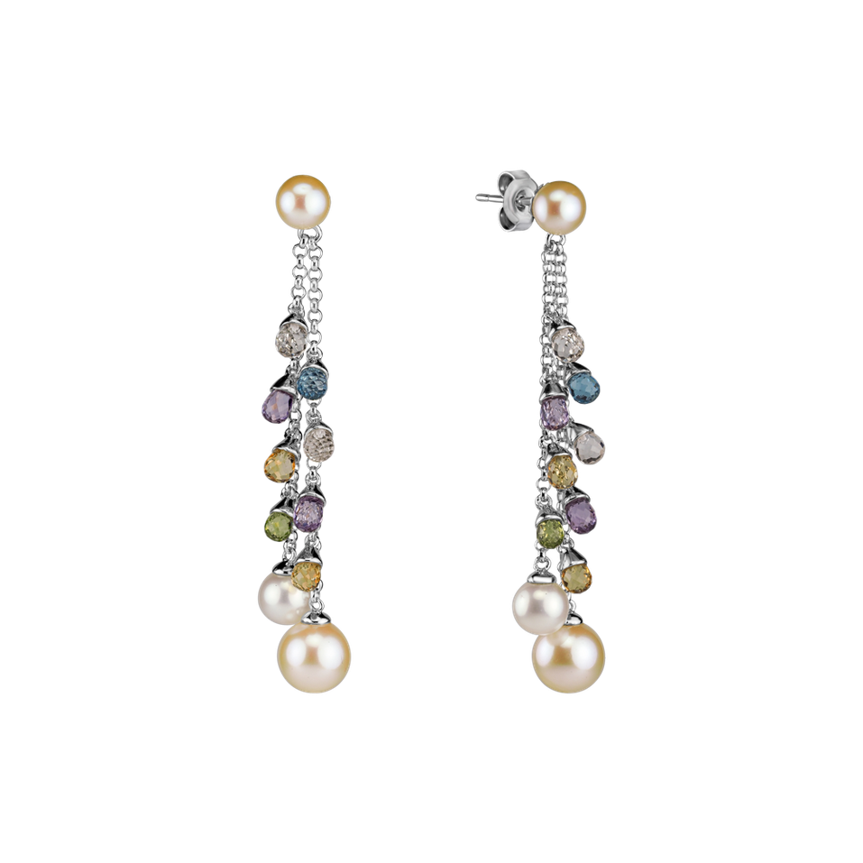 Earrings with Pearl and gemstones Pearly Rain