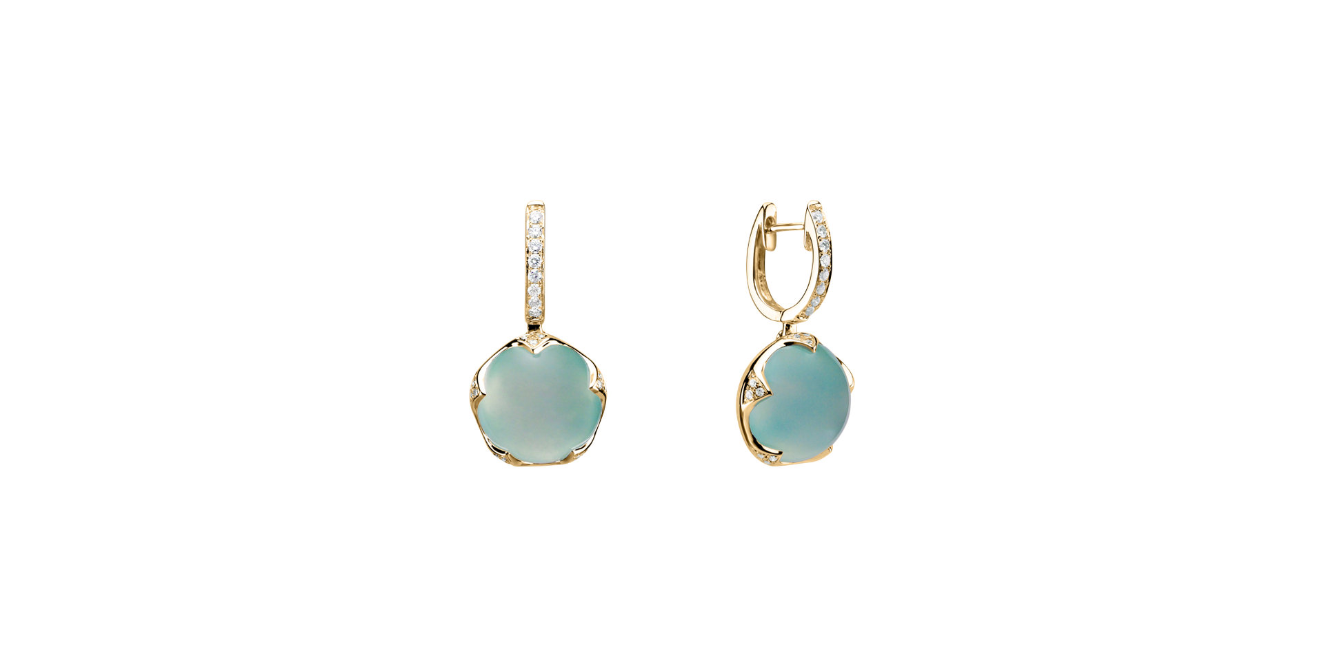 Diamond earrings with Chalcedony Vivid Blossom