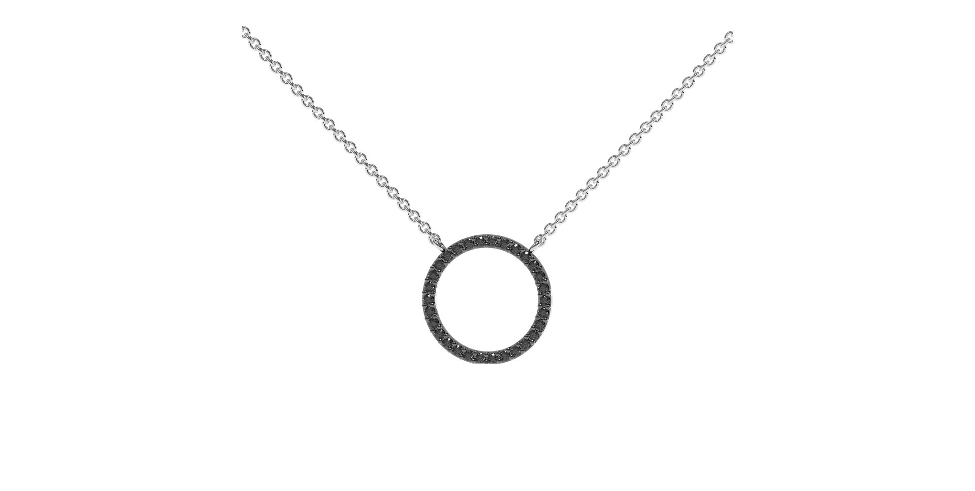 Necklace with black and white diamonds Little Circle