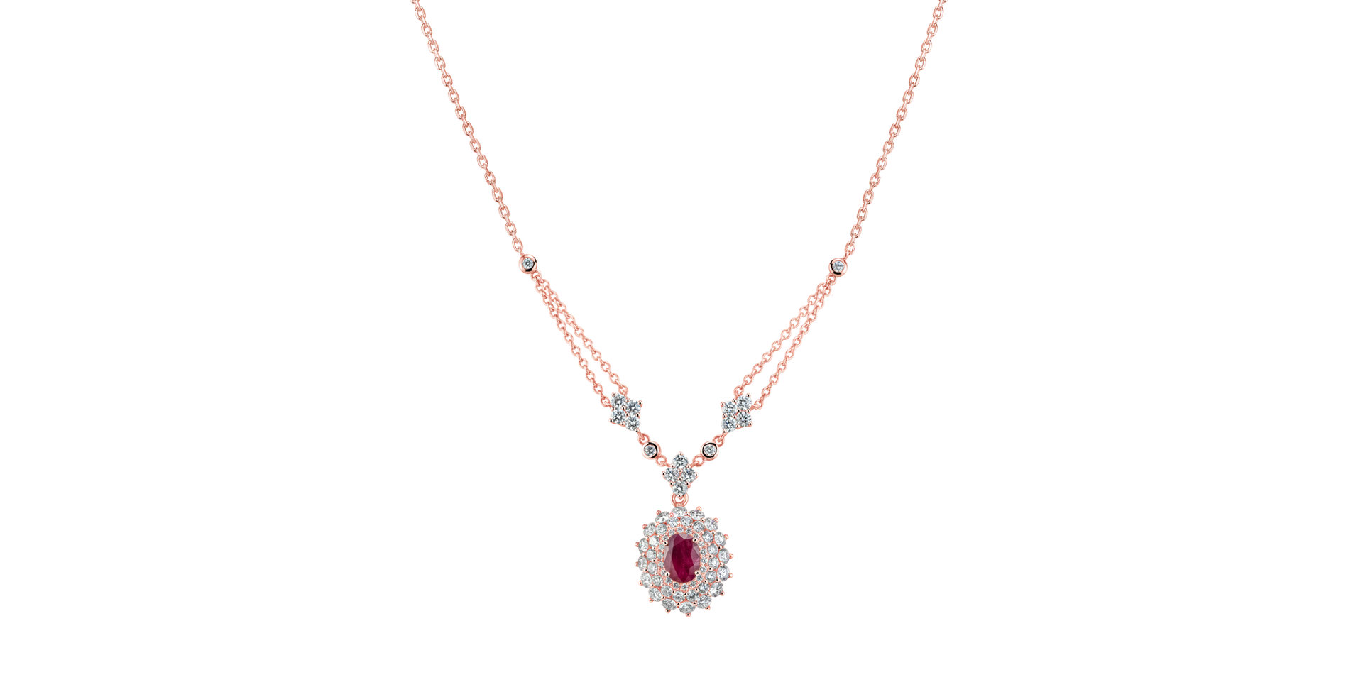 Diamond necklace with Ruby Roseline