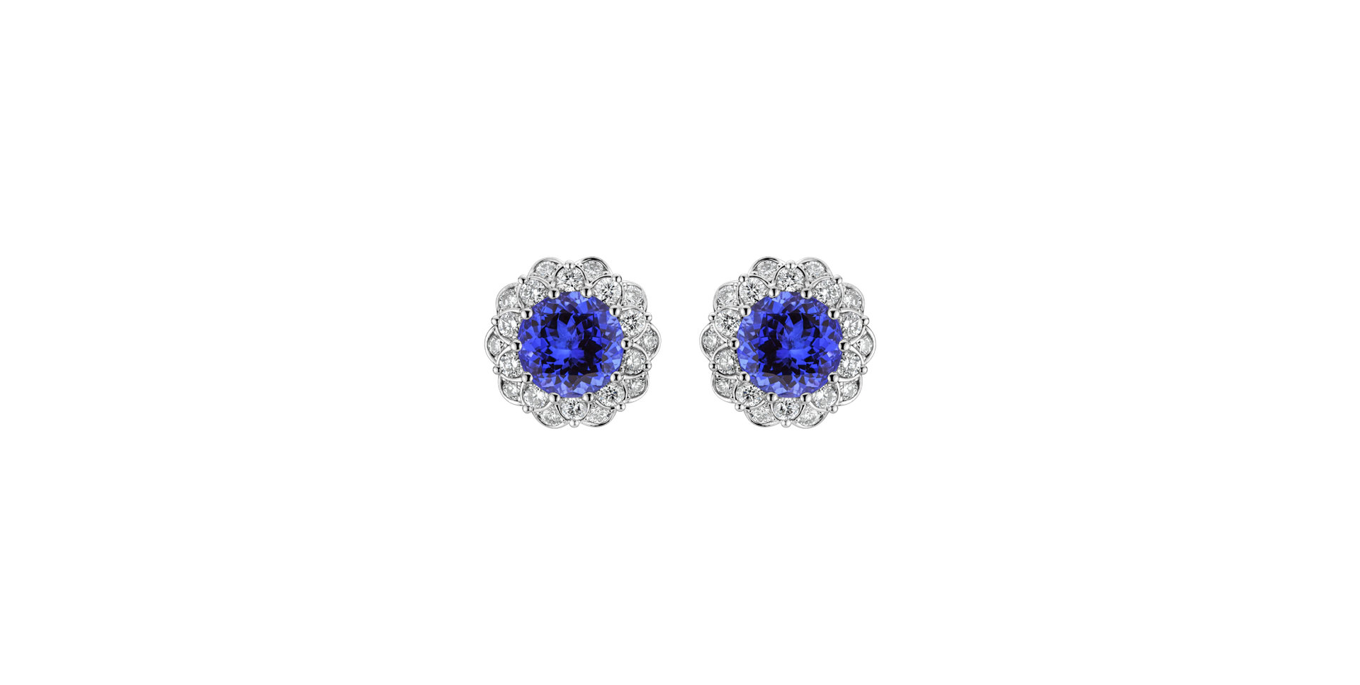 Diamond earrings with Tanzanite Princess Bloom