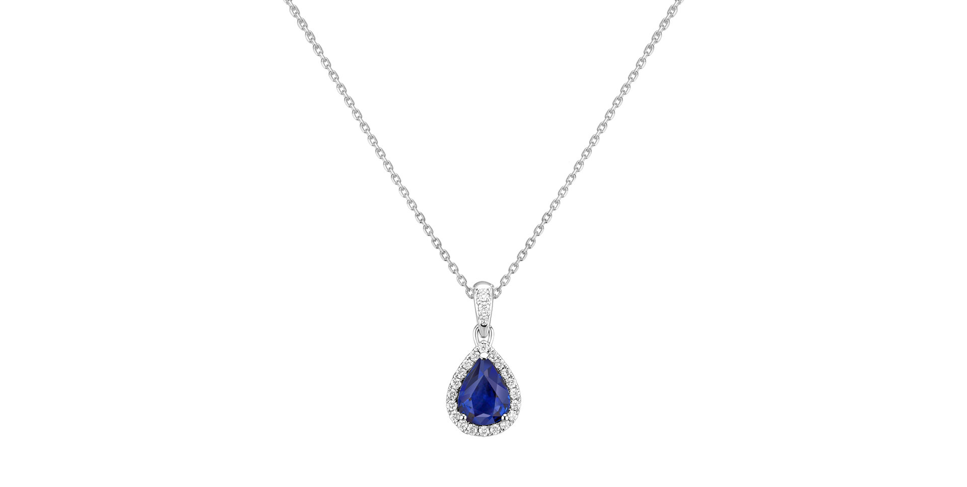 Diamond pendant with Sapphire Sapphire Tear