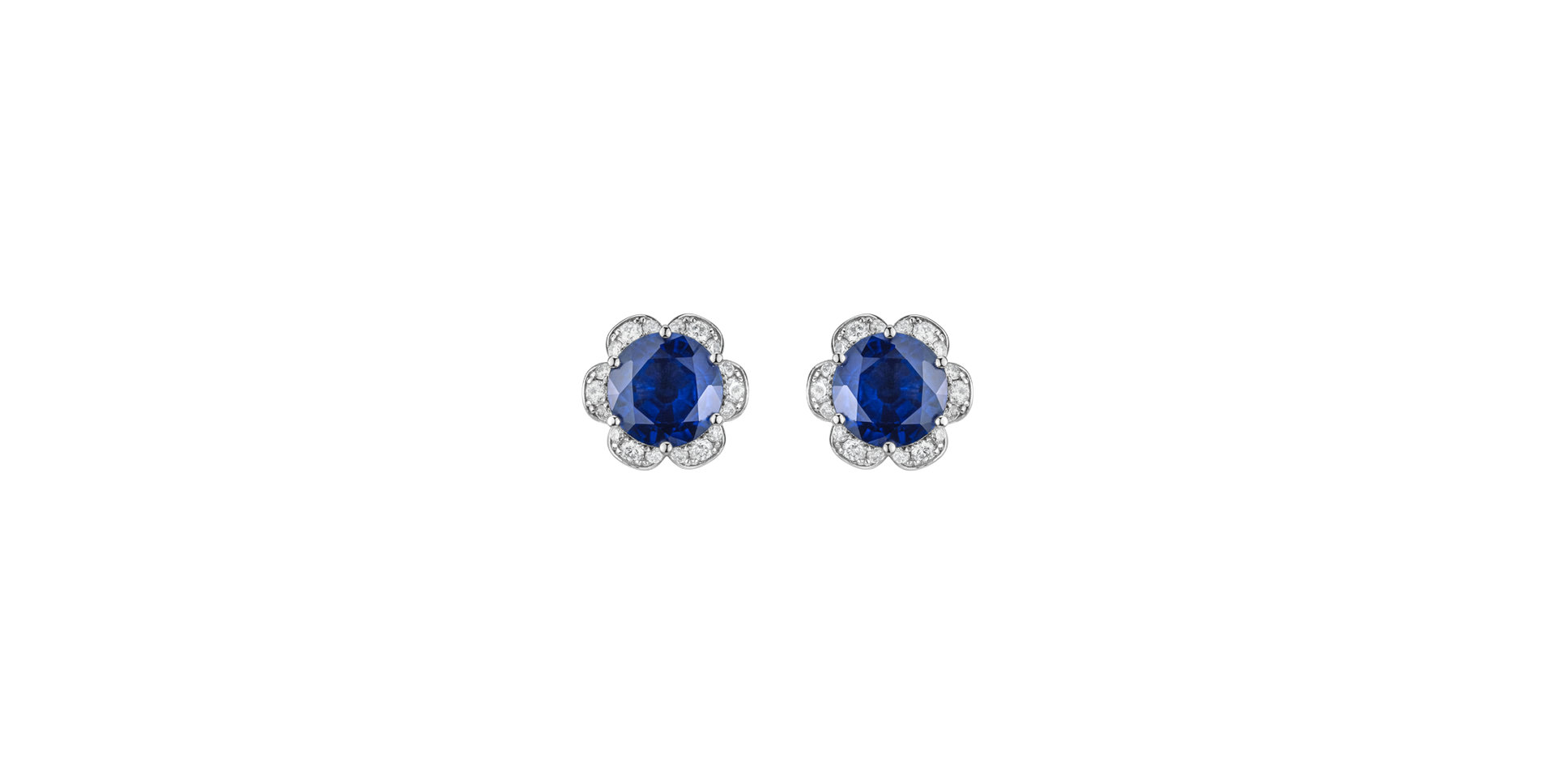 Diamond earrings with Sapphire Deep Blossoms