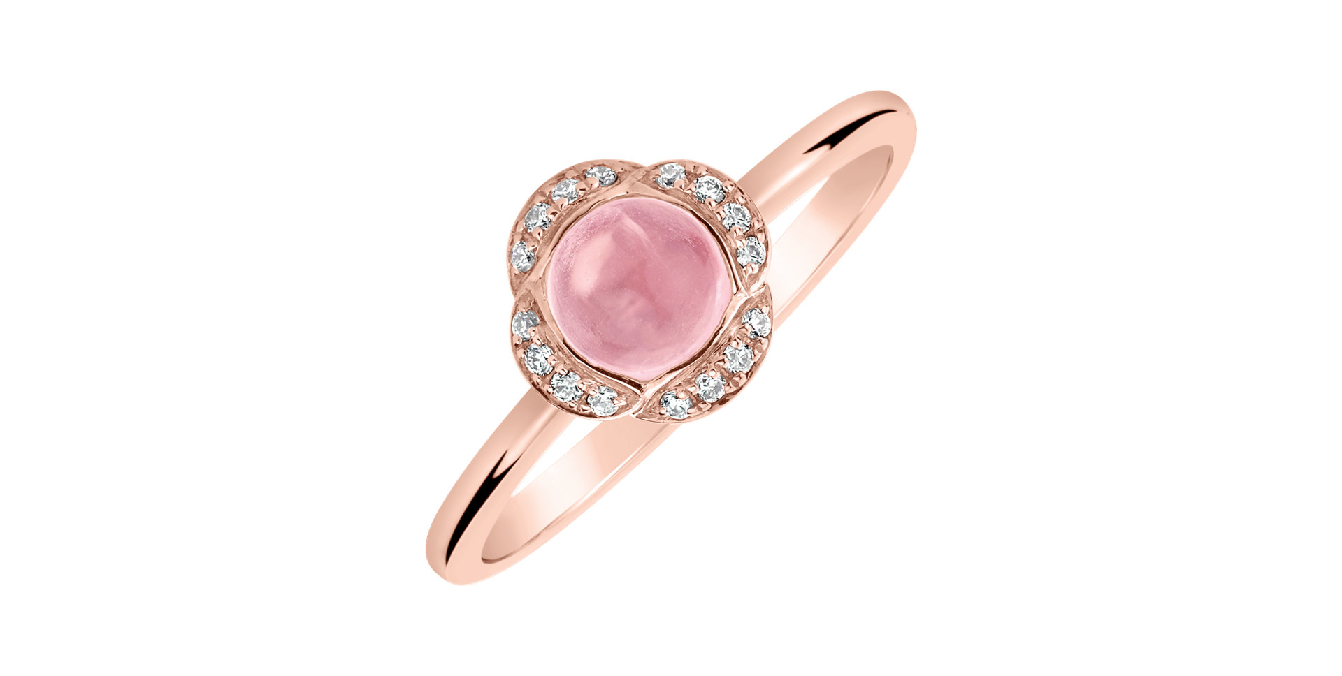 Diamond ring with Rose Quartz Pink Candy