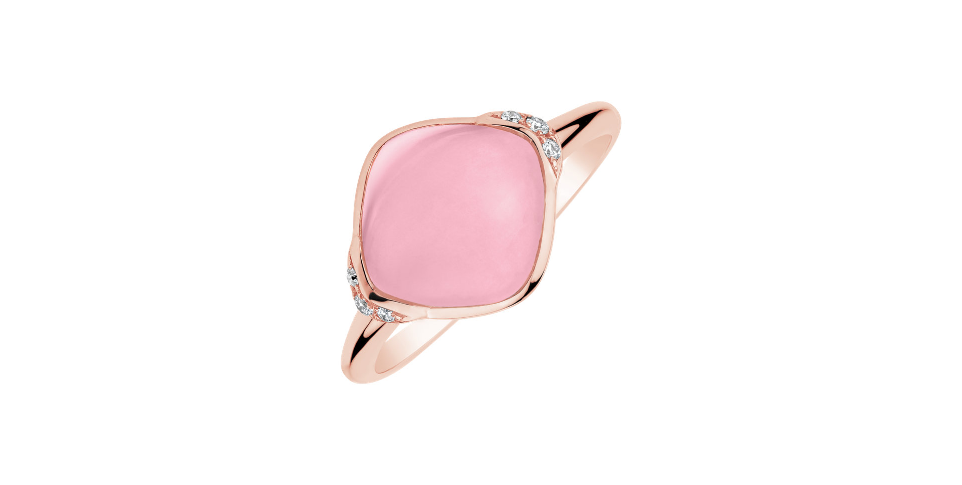 Diamond ring with Rose Quartz Pomp Treasure