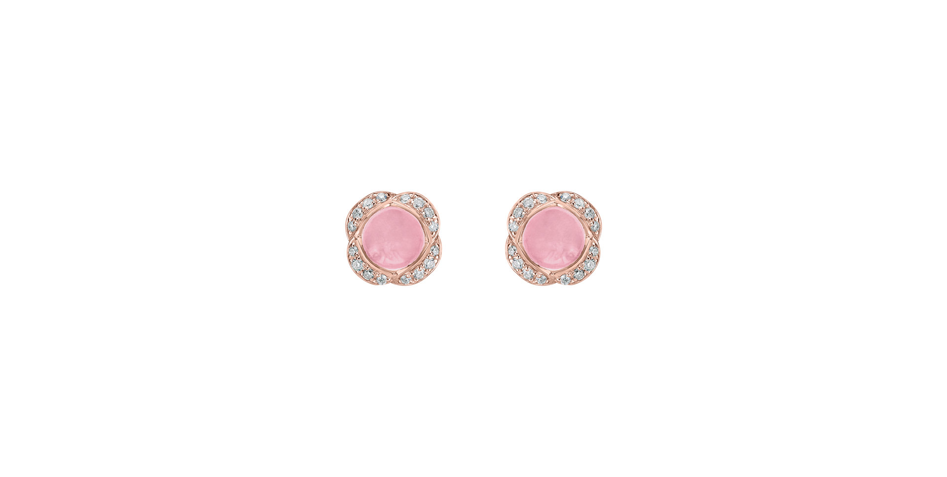 Diamond earrings with Rose quartz Genevieve