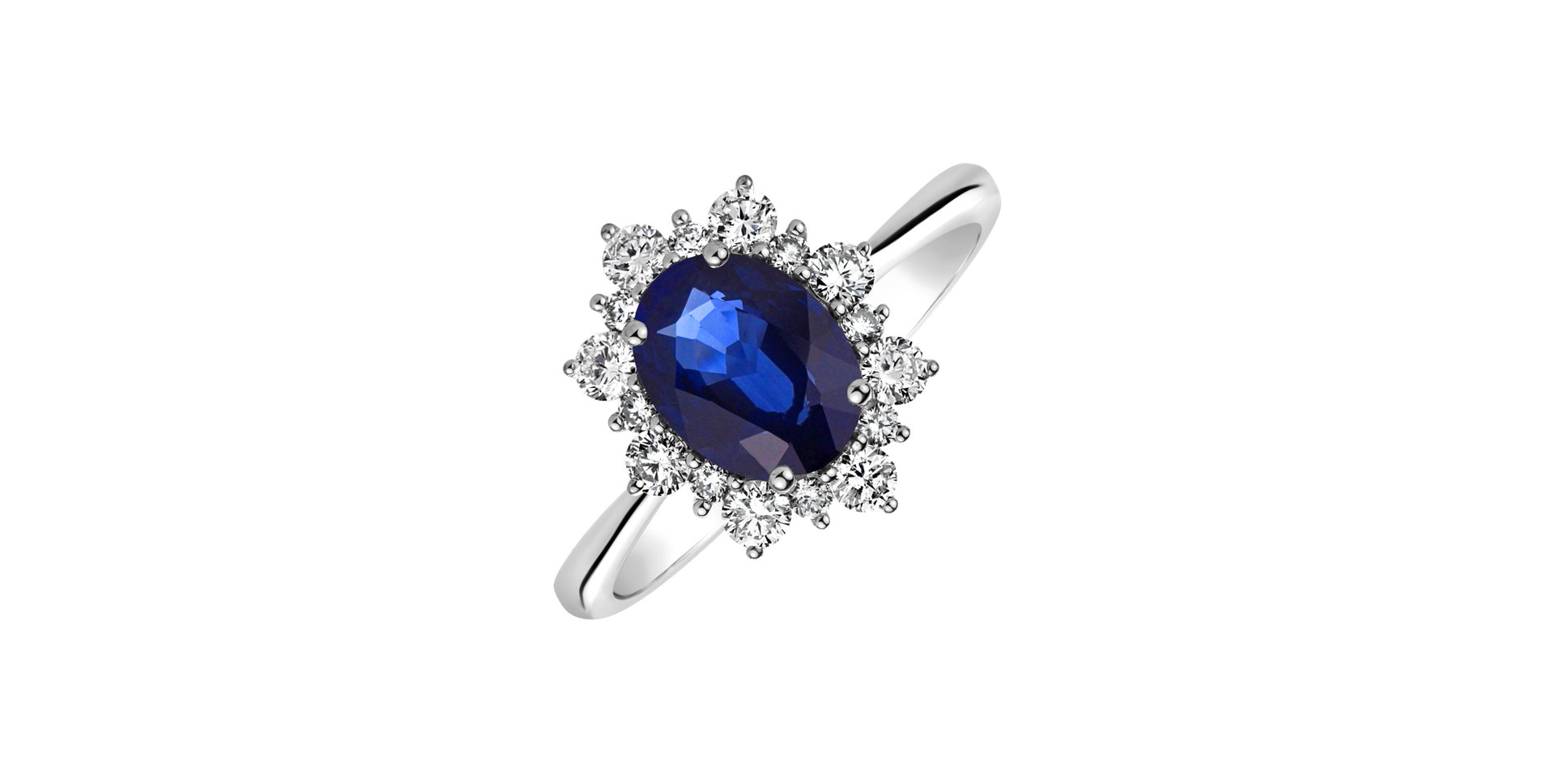 Diamond ring with Sapphire Princess Gem