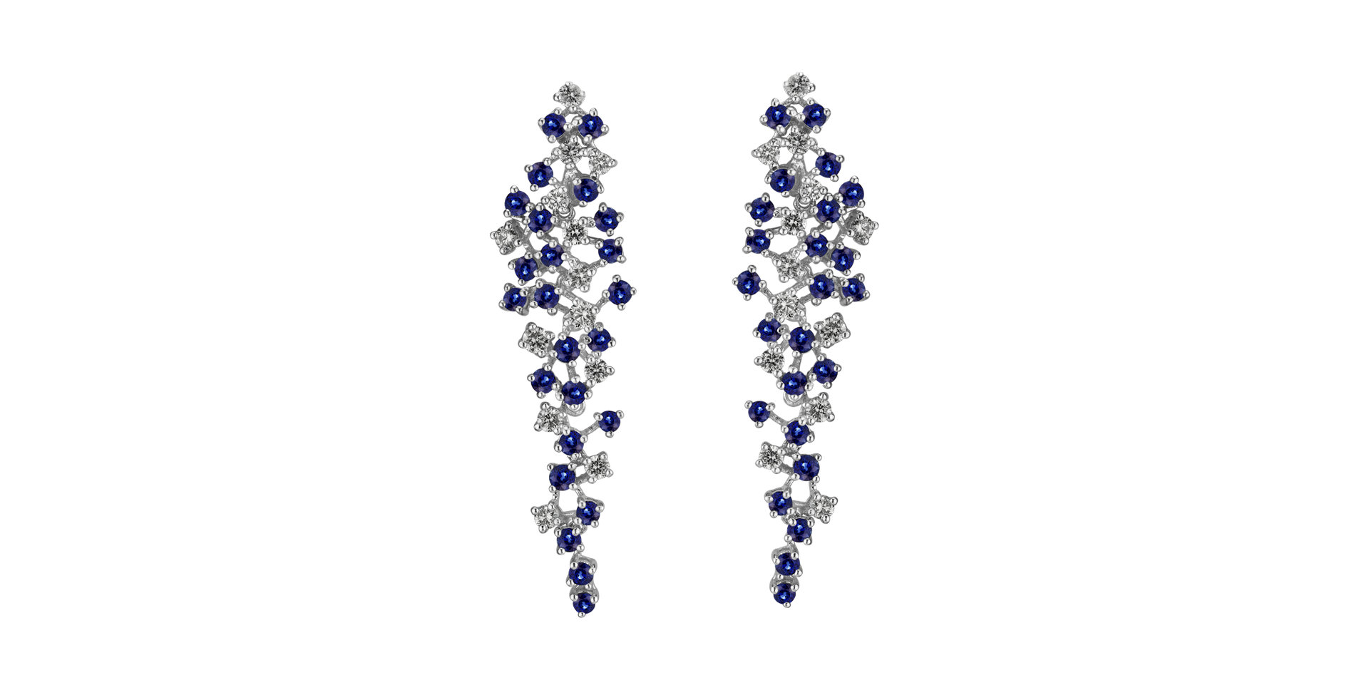 Diamond earrings and Sapphire Sparkling Waterfall
