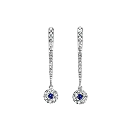 Diamond earrings with Sapphire Sparkling Exclamation