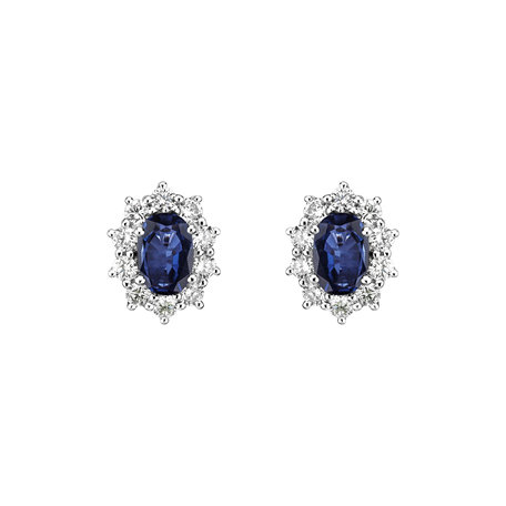 Diamond earrings with Sapphire Princess Joy