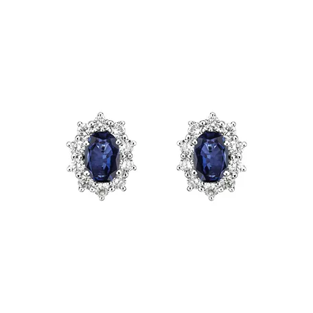 Diamond earrings with Sapphire Princess Joy