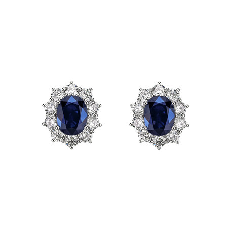 Diamond earrings with Sapphire Princess Joy