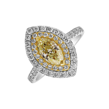 Ring with yellow and white diamonds Golden Light