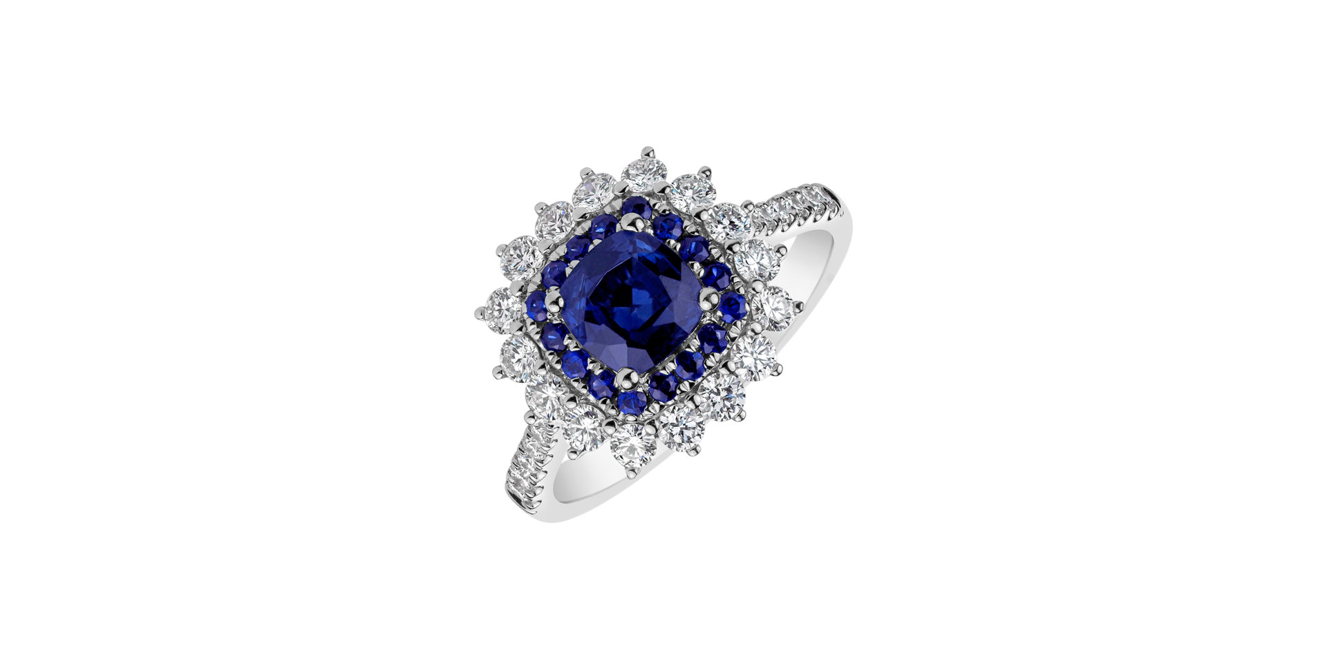 Diamond ring with Sapphire Radiant Shine
