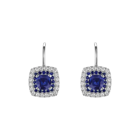 Diamond earrings with Sapphire Sparkling Rise