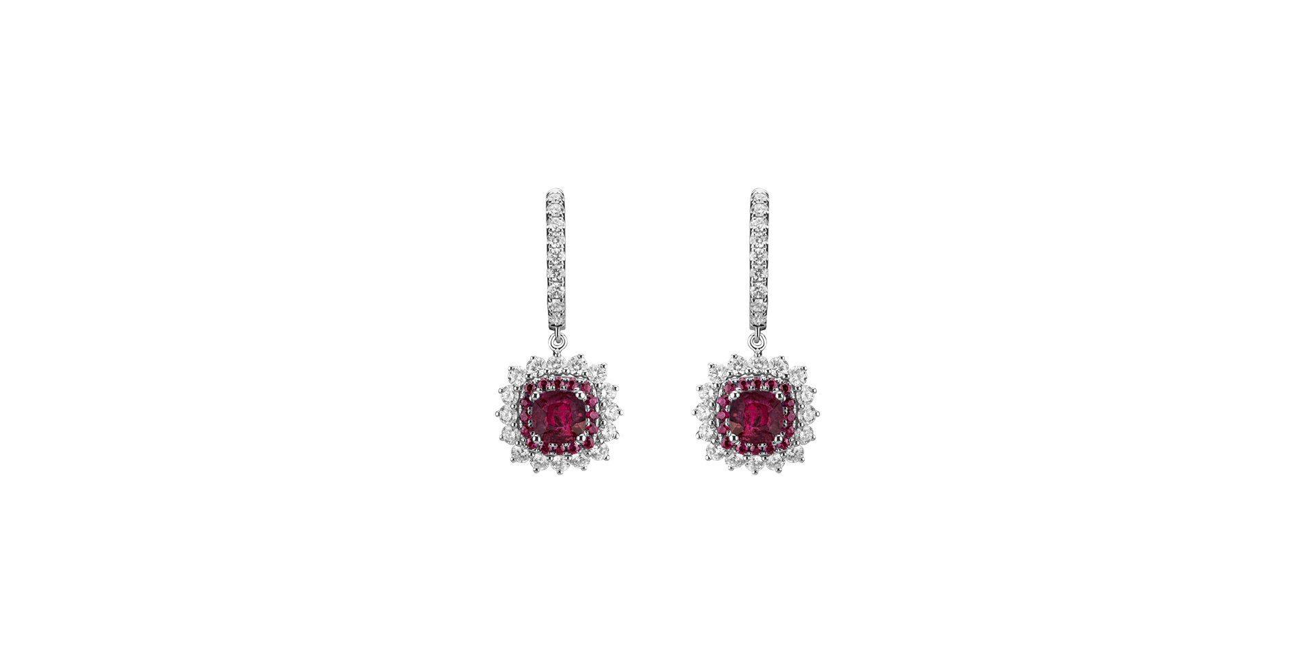 Diamond earrings with Ruby Radiant Shine