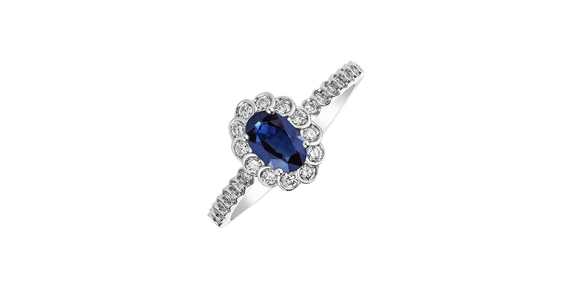 Diamond ring with Sapphire Princess Glamour