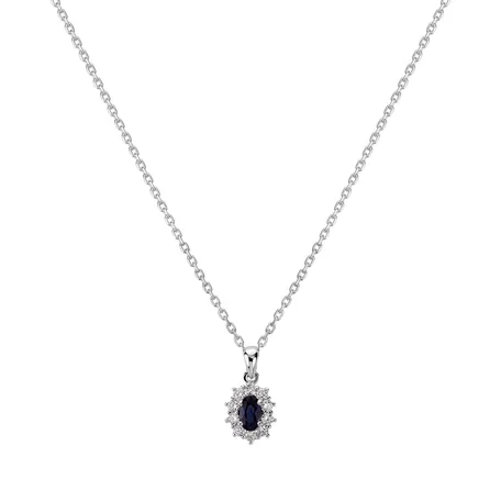 Diamond pendant with Sapphire Princess