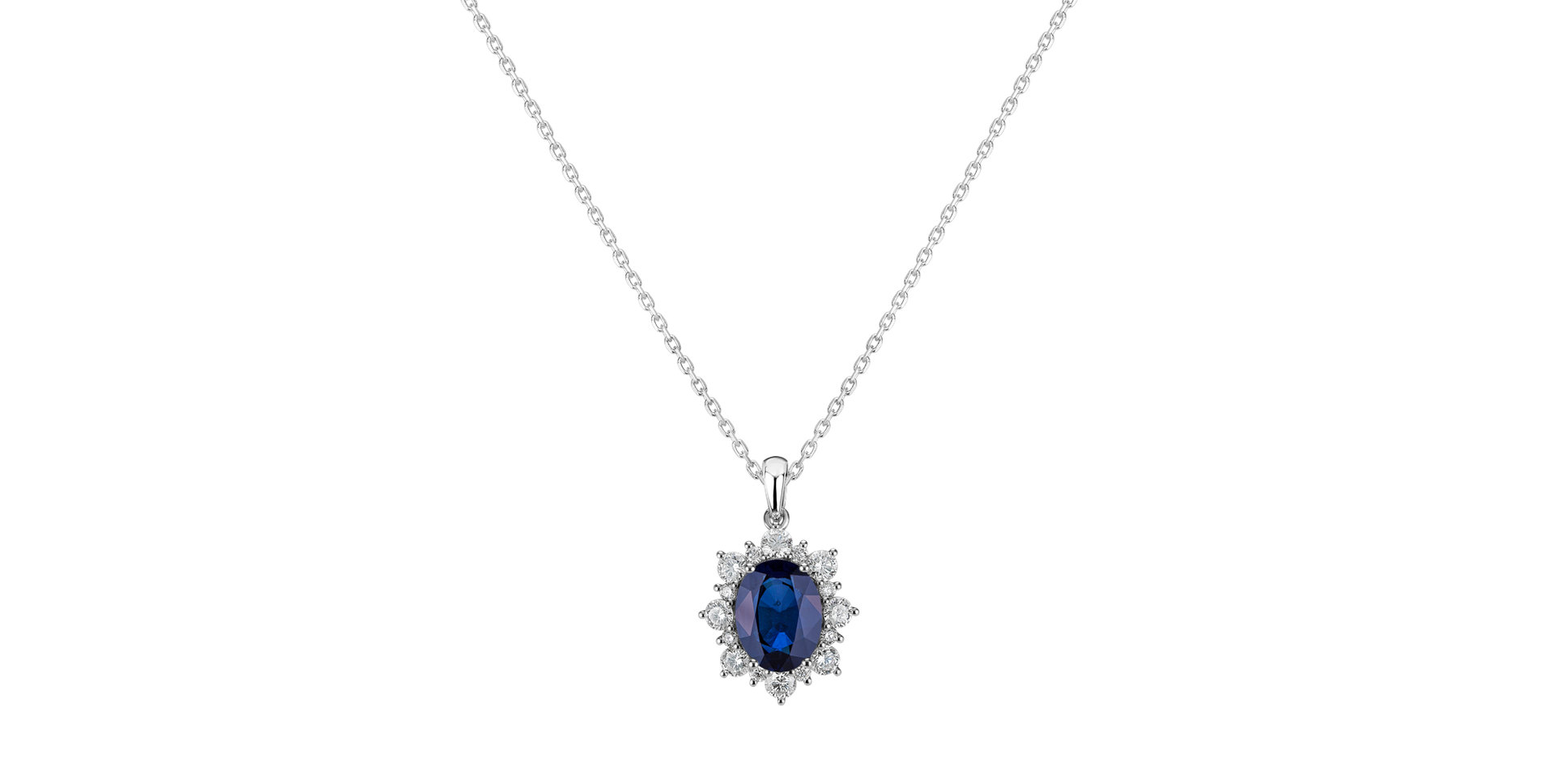 Diamond pendant with Sapphire Royal Aurora
