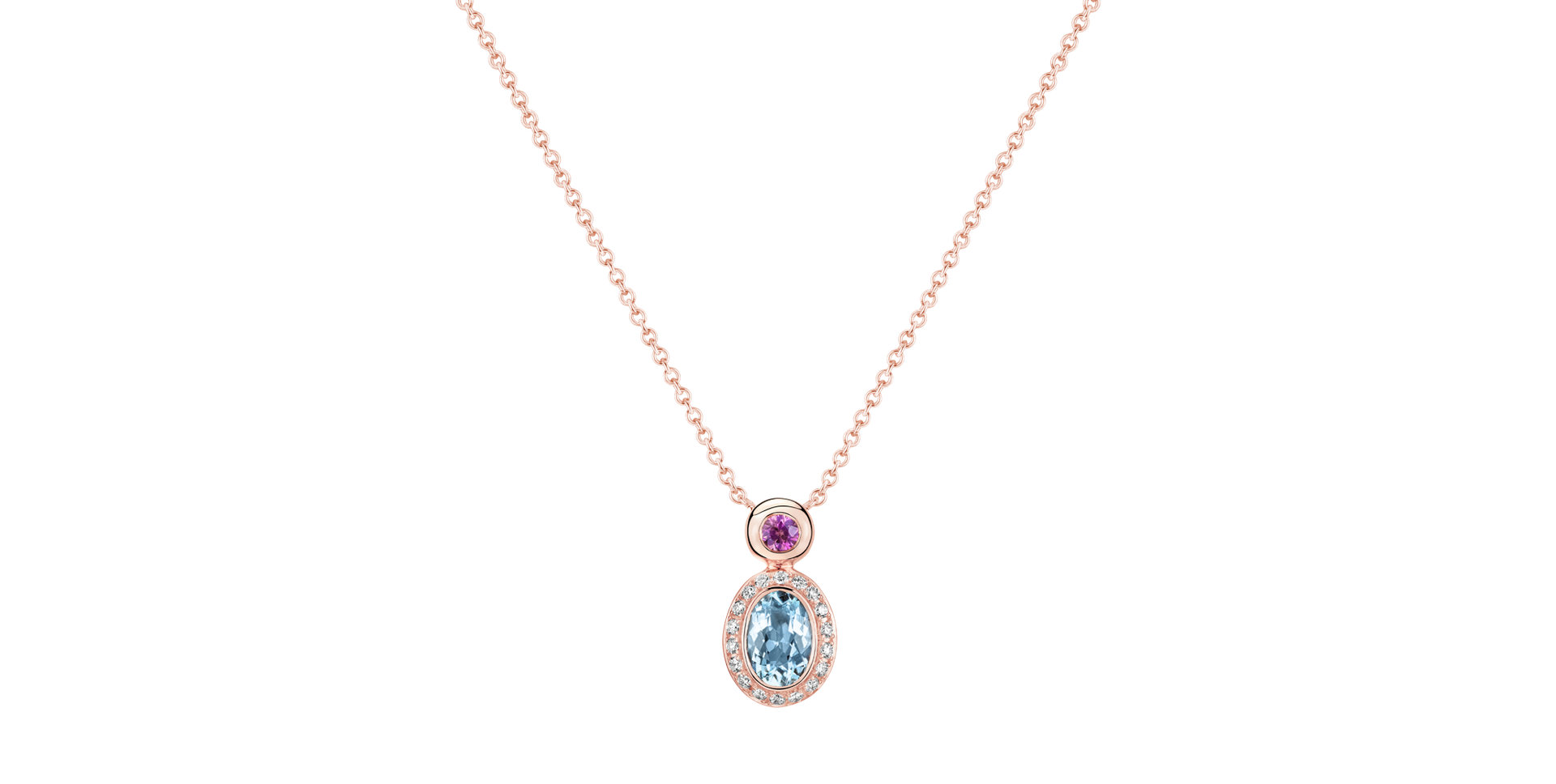 Diamond necklace with Aquamarine and Sapphire Lèpre