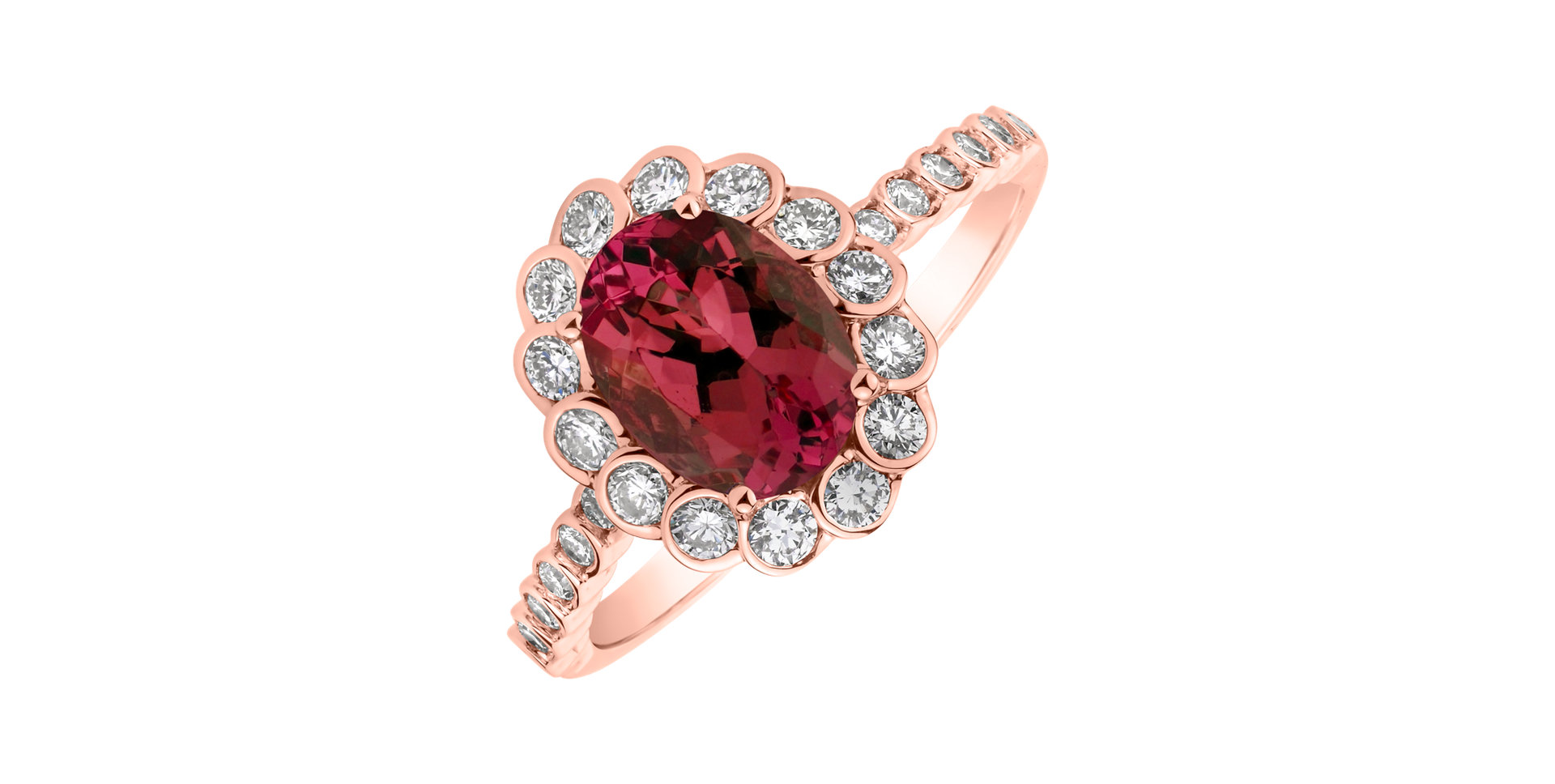Diamond ring with Ruby Glamour Princess