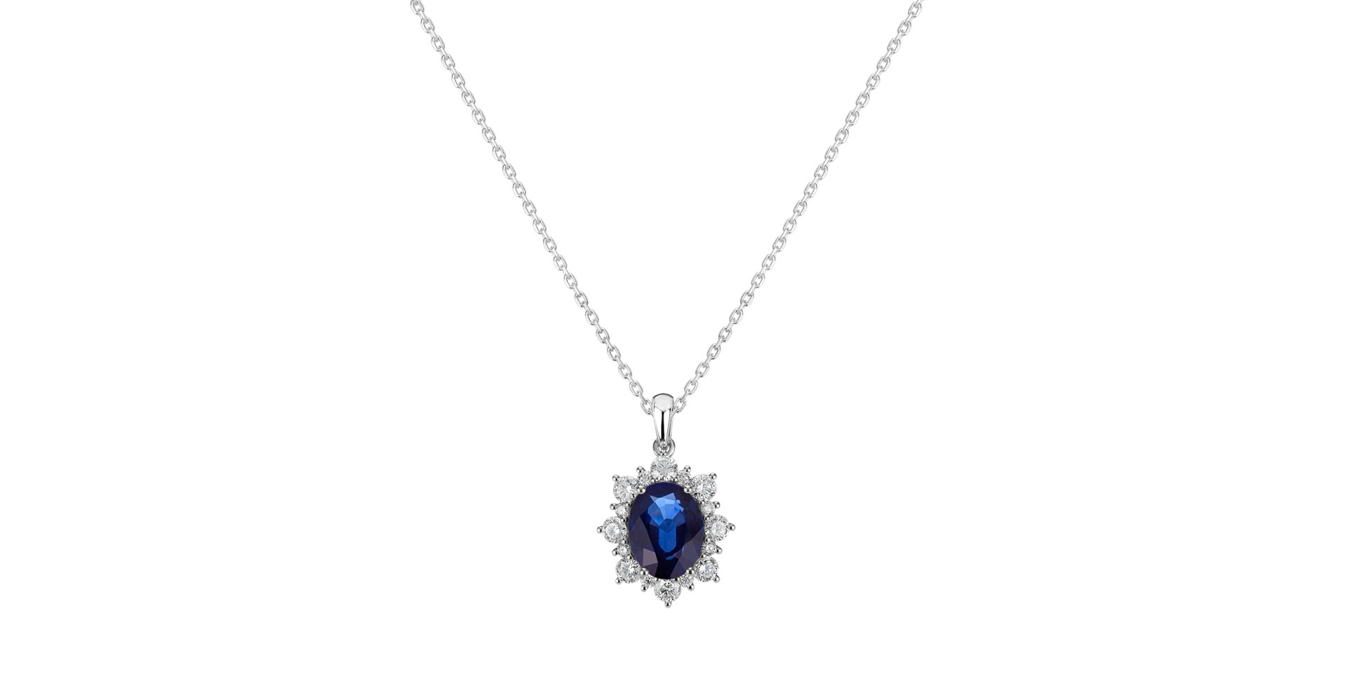 Diamond pendant with Sapphire Princess