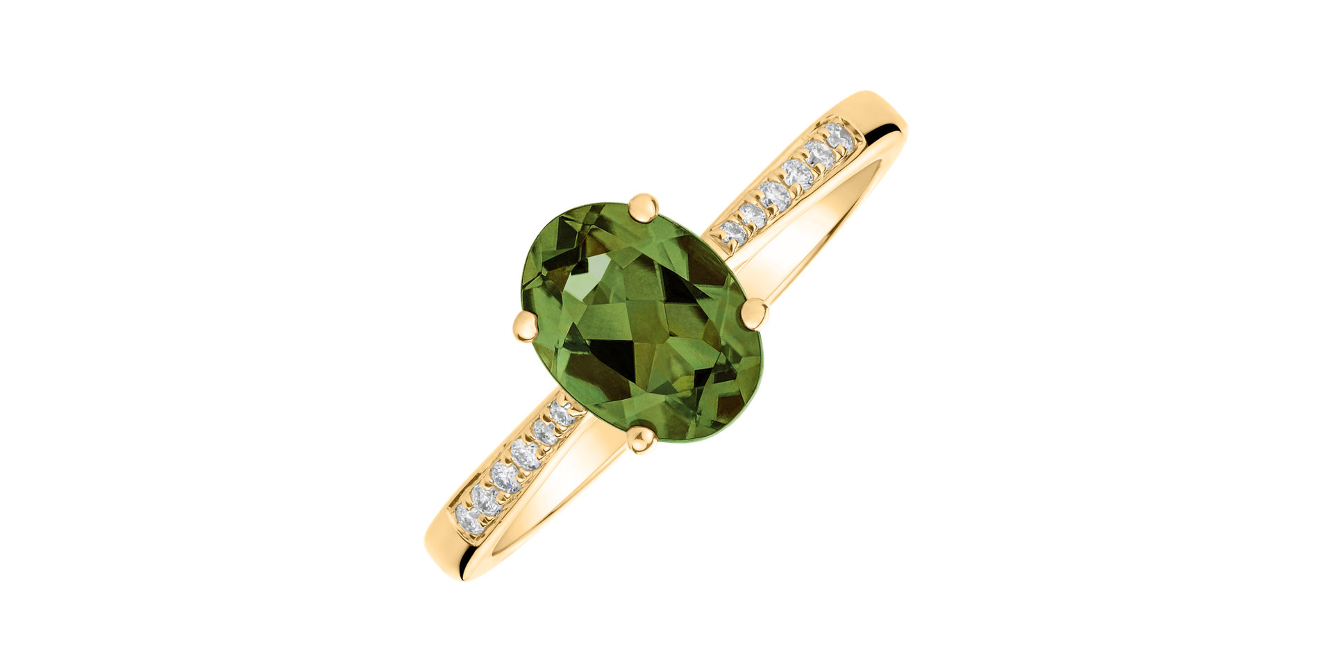 Diamond ring with Tourmaline Green Bonbon