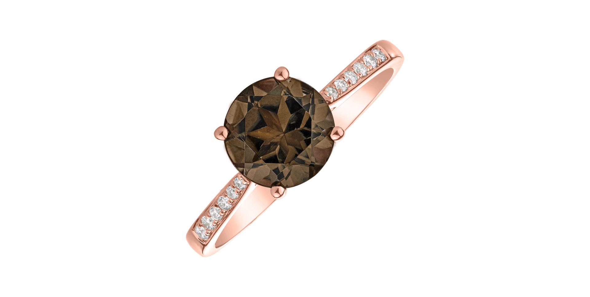 Diamond ring with Smoky Quartz Bonbon