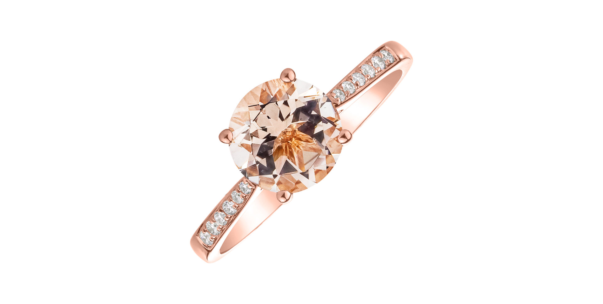 Diamond ring with Morganite Bonbon