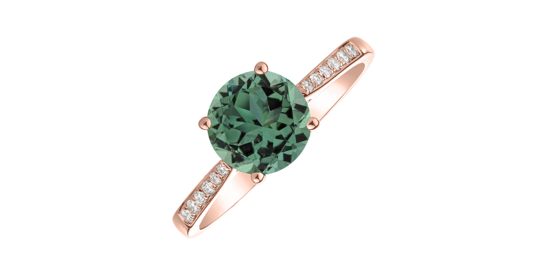 Diamond ring with Tourmaline Tyrkys Bonbon