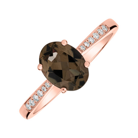Diamond ring with Smoky Quartz Bonbon