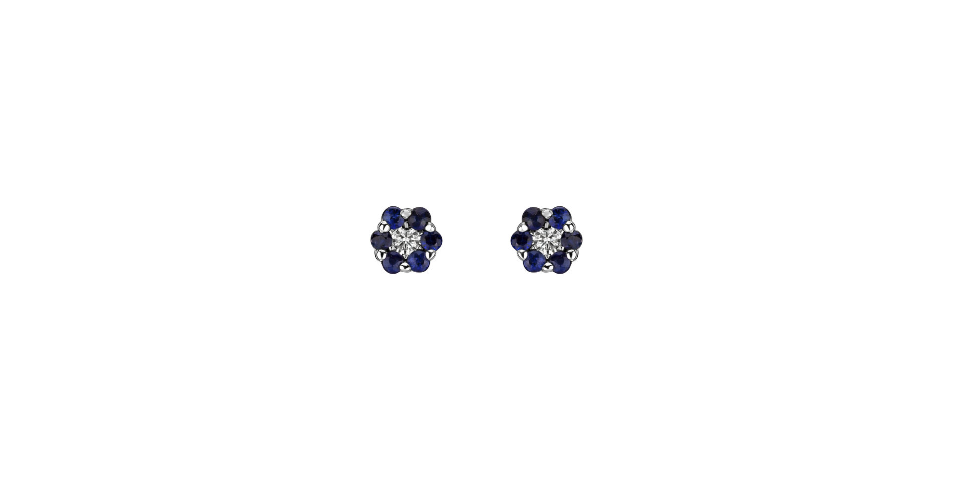 Diamond earrings and Sapphire Shiny Flower