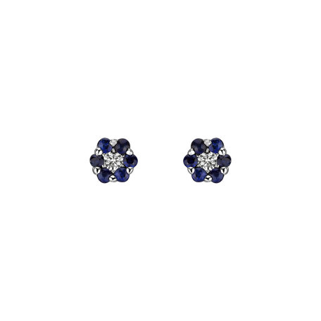 Diamond earrings and Sapphire Shiny Flower