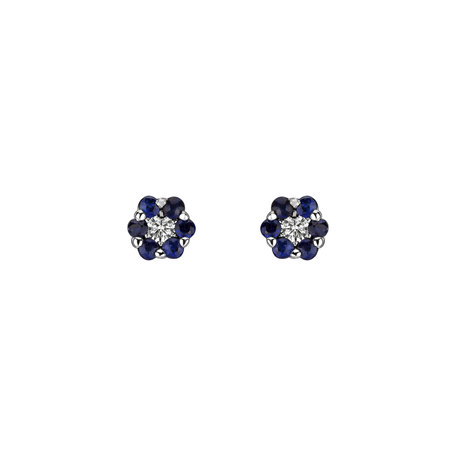 Diamond earrings and Sapphire Shiny Flower