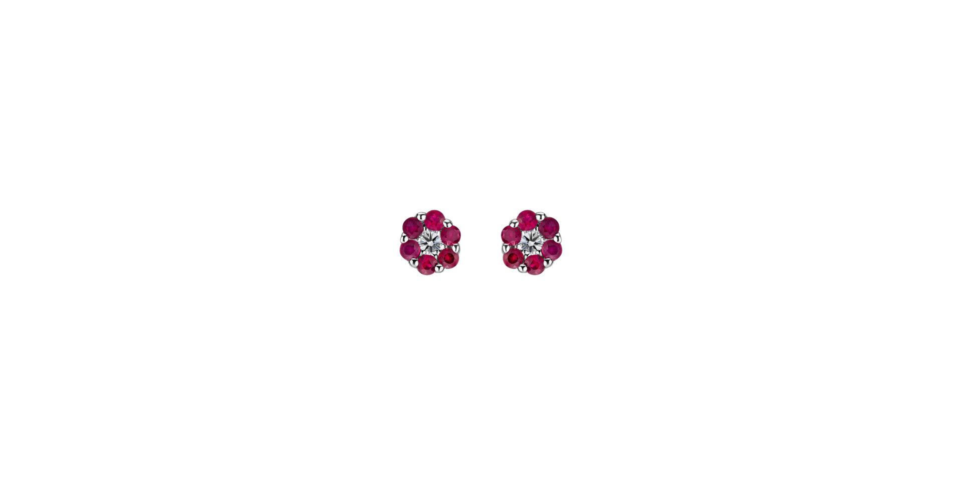 Diamond earrings and Ruby Shiny Flower