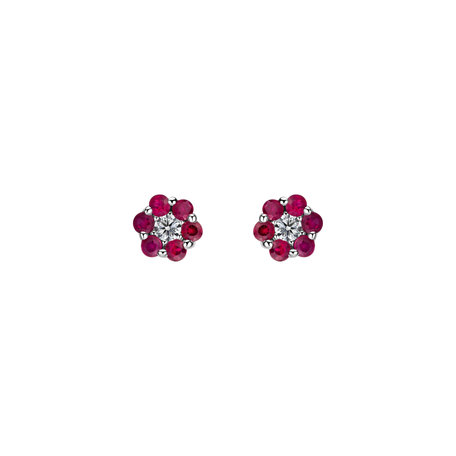 Diamond earrings and Ruby Shiny Flower