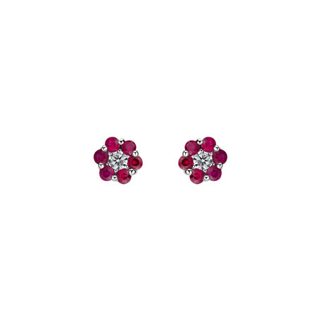Diamond earrings with Ruby Shiny Constellation