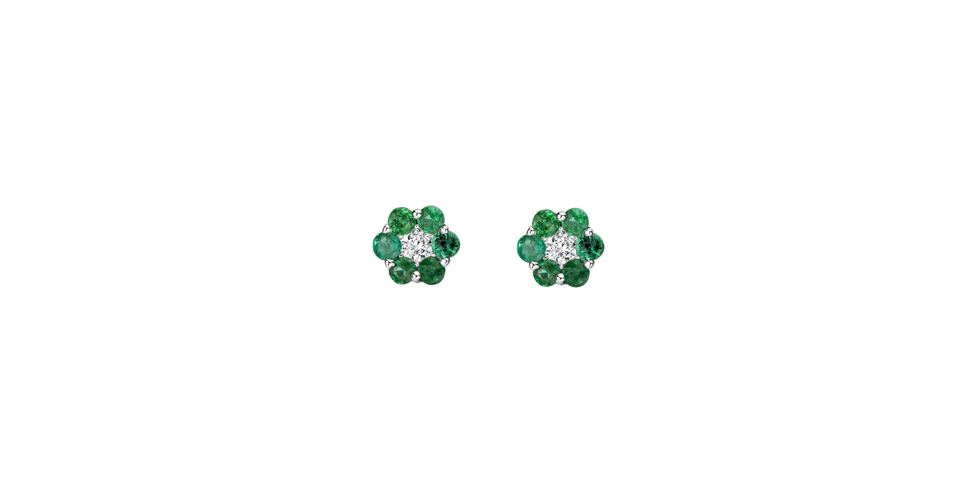 Diamond earrings and Emerald Shiny Flower