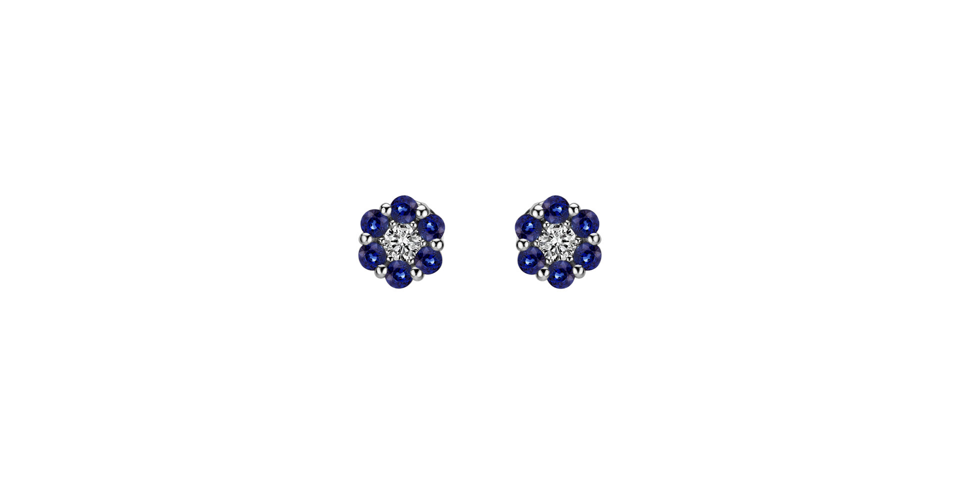 Diamond earrings and Sapphire Shiny Flower