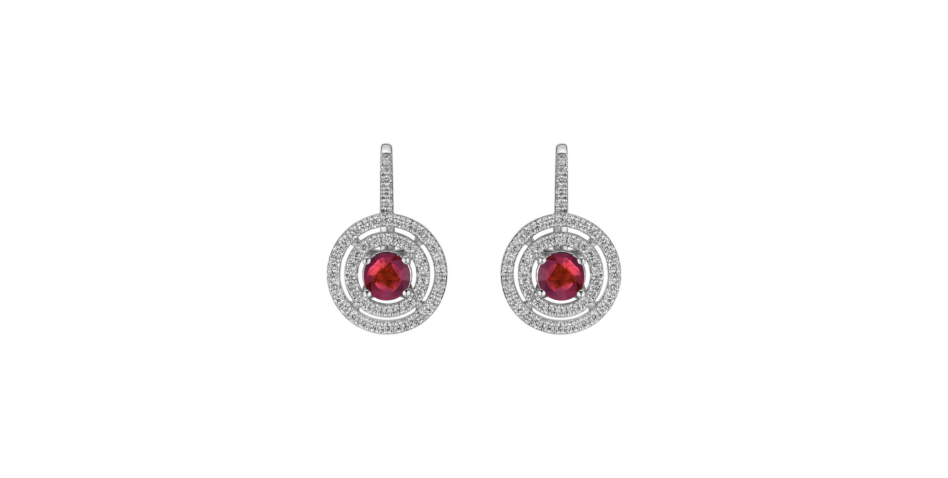 Diamond earrings with Ruby Shiny Circles