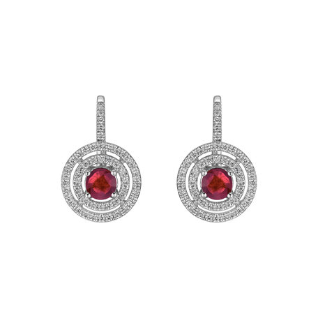 Diamond earrings with Ruby Shiny Circles