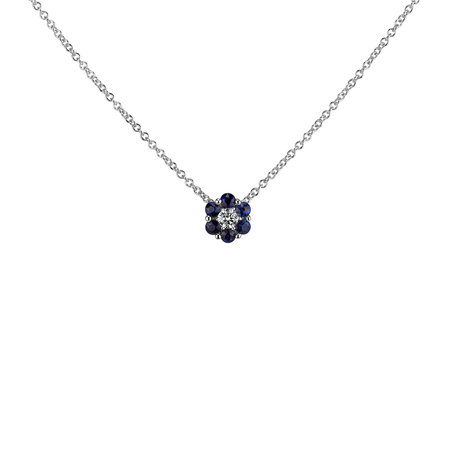 Diamond necklace with Sapphire Shiny Flower