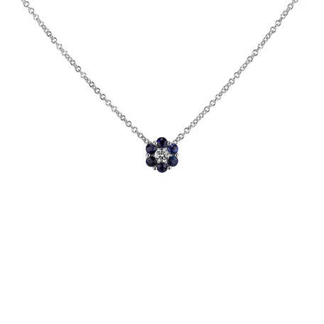 Diamond necklace with Sapphire Shiny Flower