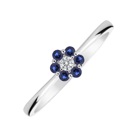 Diamond ring with Sapphire Shiny Flower