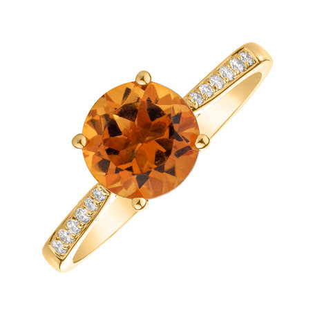 Diamond ring with Citrine Madeira Bonbon